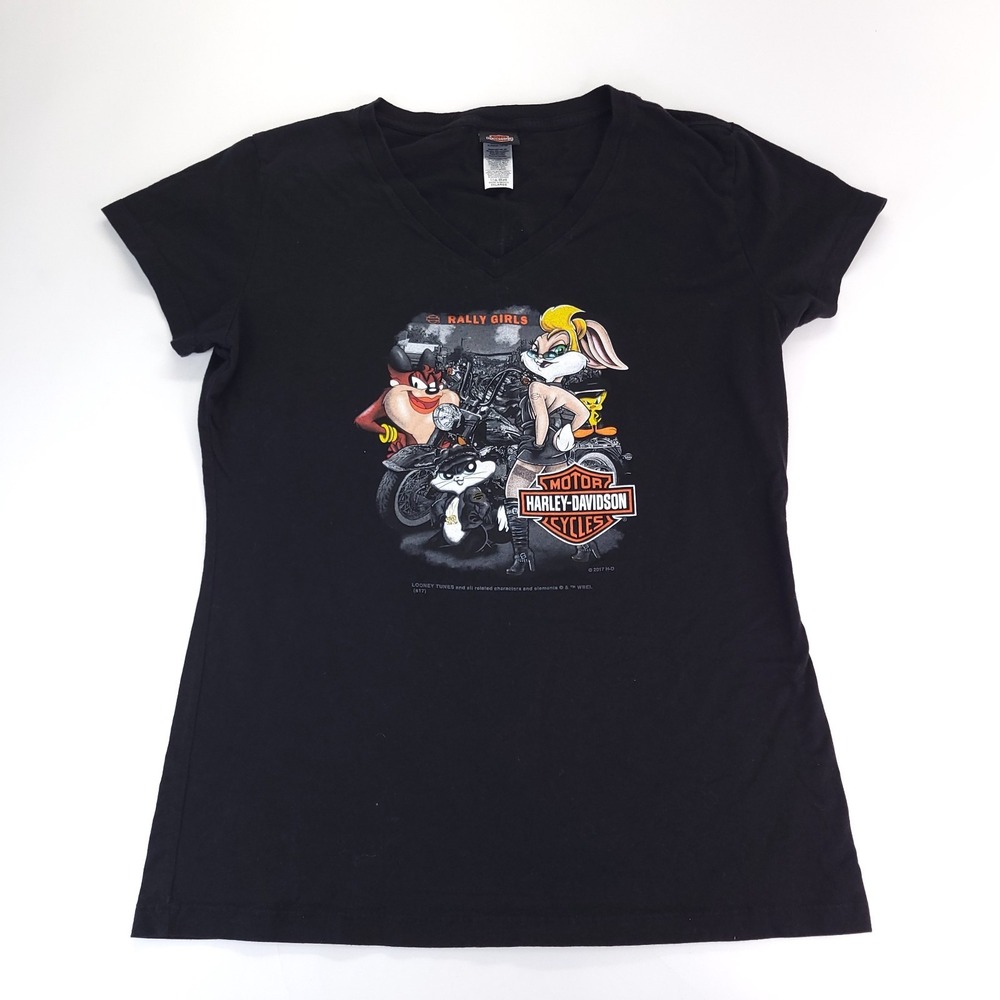 Harley Davidson Shirt Womens XXL Looney Tunes Collab Rally Girls OKC‎ Back Hit